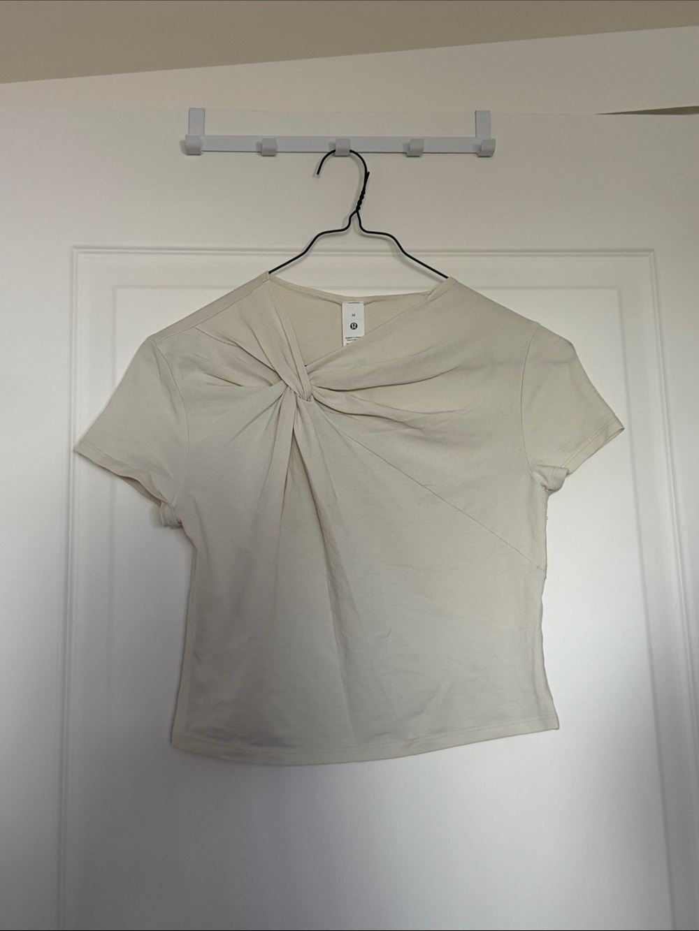 lululemon athletica Short Sleeve Twist-Front Top - Cream - Picture 1 of 4